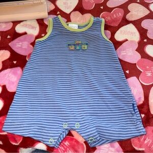 Vintage Carter’s Baby Boys Size 0-3 months My Bug Collection Blue Striped Romper